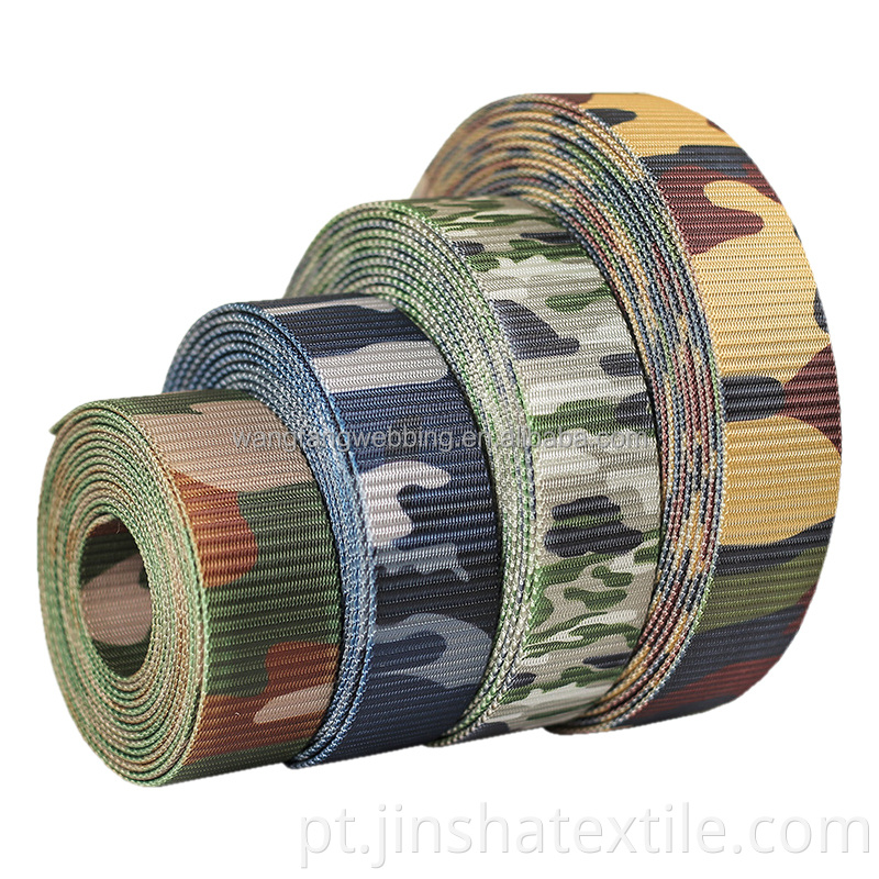 3,8 cm de camuflagem de webbing impressão de tira de transferência de calor acessórios de cinta de correia pode ser uma correia de nylon personalizada